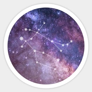 Gemini Sign in the Dark Pink Starry Night Sky Sticker